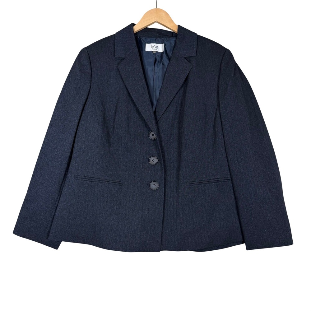 New Le Suit Blazer Jacket 18W Navy Blue Lined Business Career Professional